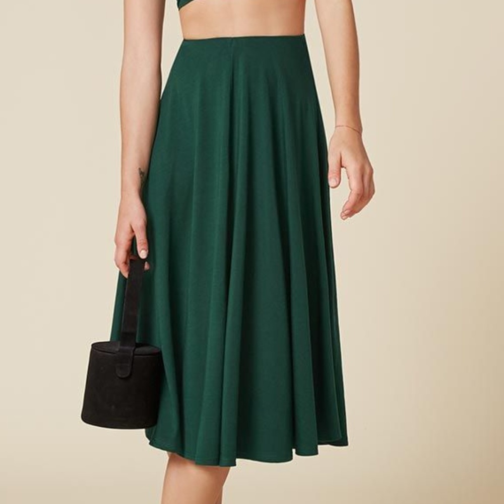 Reformation green midi skirt